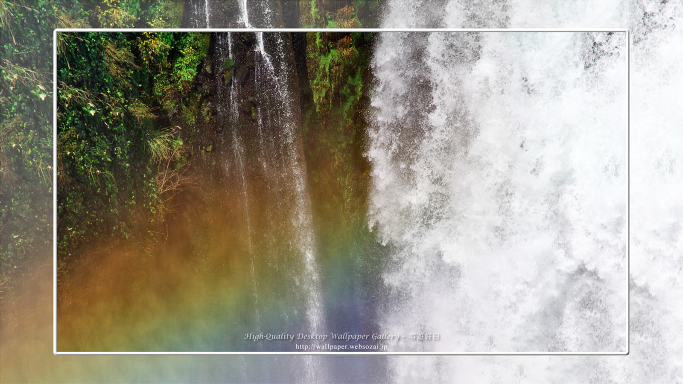 富士山の壁紙／Wallpaper of滝虹 in Fuji Lake Districti (1366×768)
